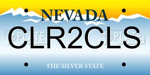 CLR2CLS Nevada License Plate