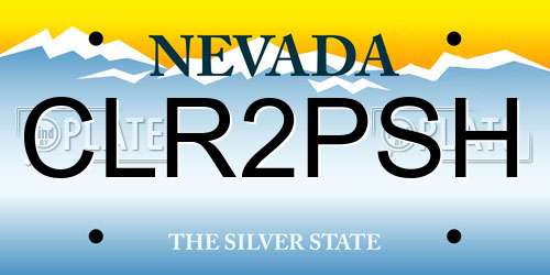 CLR2PSH Nevada License Plate