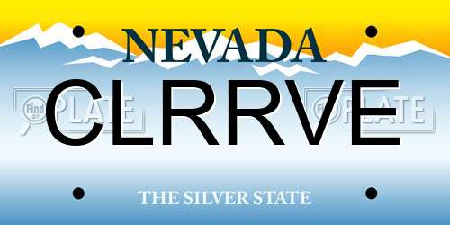CLRRVE Nevada License Plate