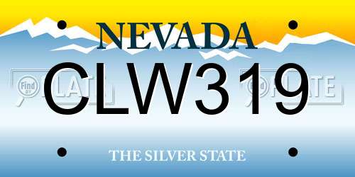 CLW319 Nevada License Plate