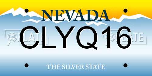 CLYQ16 Nevada License Plate