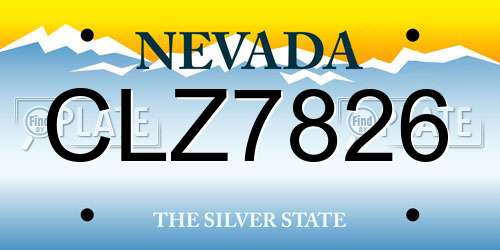 CLZ7826 Nevada License Plate