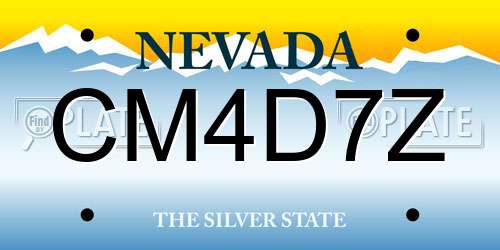 CM4D7Z Nevada License Plate