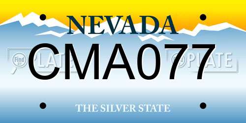 CMA077 Nevada License Plate