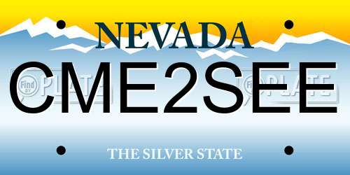 CME2SEE Nevada License Plate