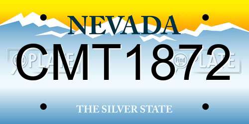 CMT1872 Nevada License Plate