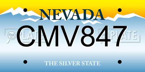 CMV847 Nevada License Plate