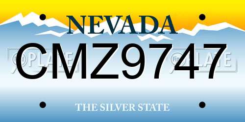 CMZ9747 Nevada License Plate