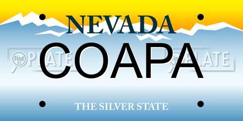 COAPA Nevada License Plate