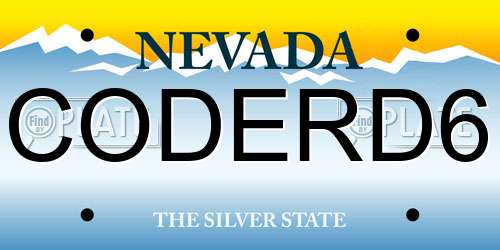 CODERD6 Nevada License Plate