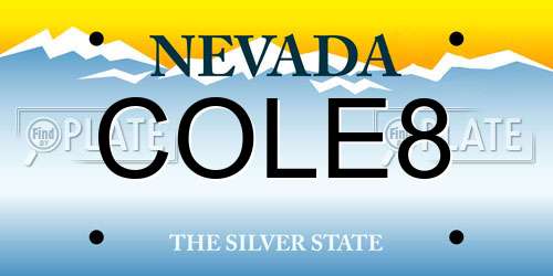 COLE8 Nevada License Plate