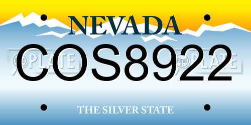 COS8922 Nevada License Plate