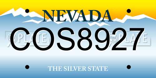 COS8927 Nevada License Plate