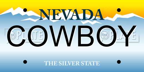 COWBOY Nevada License Plate