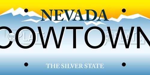 COWTOWN Nevada License Plate
