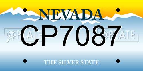 CP7087 Nevada License Plate