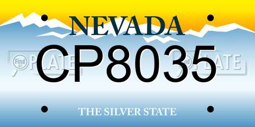 CP8035 Nevada License Plate