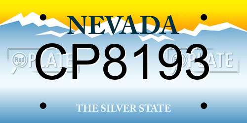 CP8193 Nevada License Plate