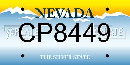 CP8449 Nevada License Plate