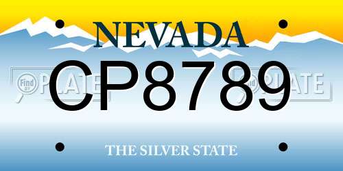 CP8789 Nevada License Plate