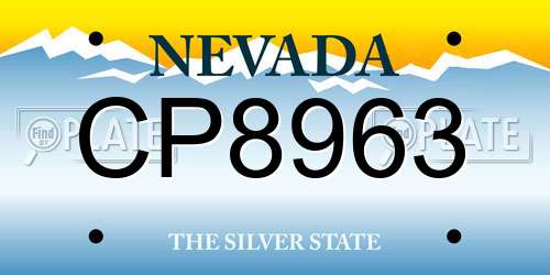 CP8963 Nevada License Plate