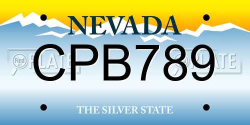 CPB789 Nevada License Plate