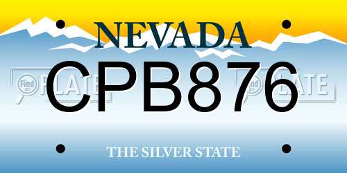 CPB876 Nevada License Plate