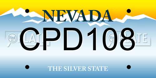 CPD108 Nevada License Plate