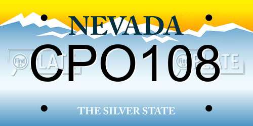 CPO108 Nevada License Plate