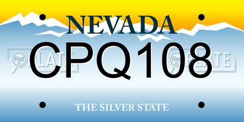 CPQ108 Nevada License Plate