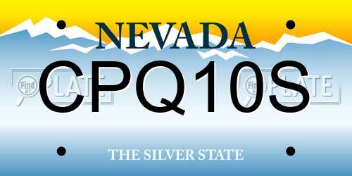 CPQ10S Nevada License Plate
