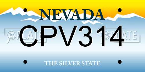 CPV314 Nevada License Plate