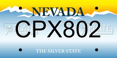 CPX802 Nevada License Plate