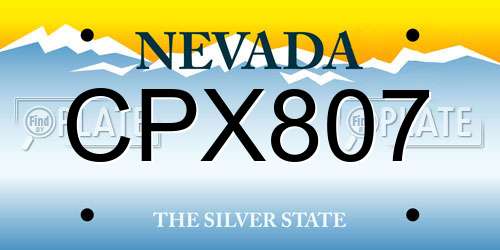 CPX807 Nevada License Plate