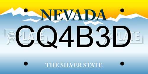 CQ4B3D Nevada License Plate