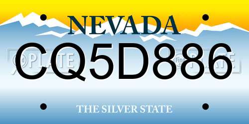 CQ5D886 Nevada License Plate