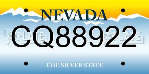 CQ88922 Nevada License Plate