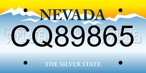 CQ89865 Nevada License Plate