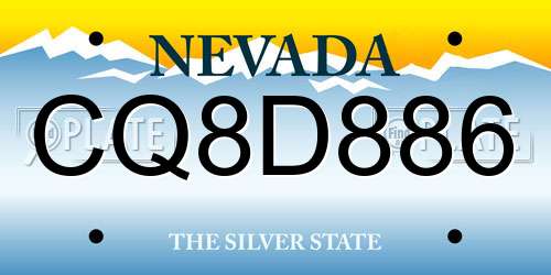 CQ8D886 Nevada License Plate