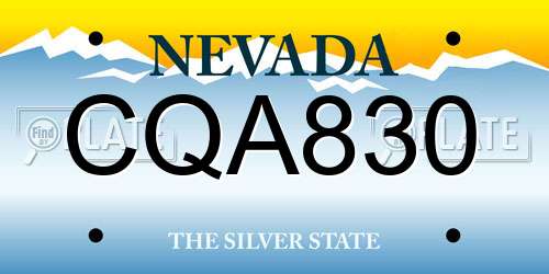 CQA830 Nevada License Plate