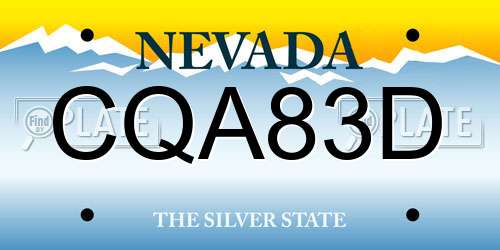 CQA83D Nevada License Plate