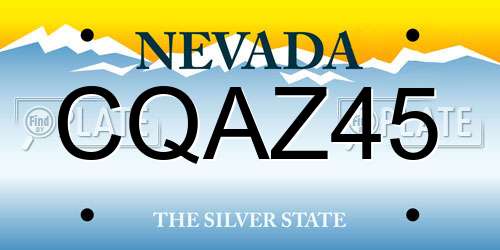 CQAZ45 Nevada License Plate
