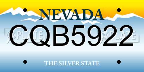 CQB5922 Nevada License Plate