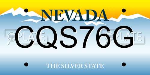 CQS76G Nevada License Plate