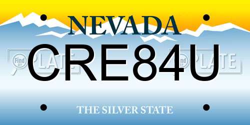 CRE84U Nevada License Plate