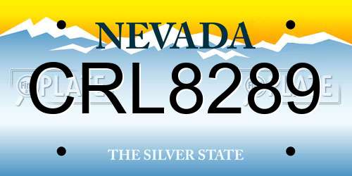 CRL8289 Nevada License Plate
