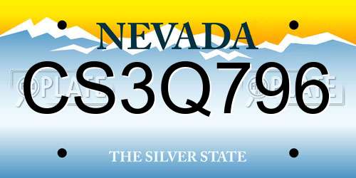 CS3Q796 Nevada License Plate