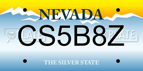 CS5B8Z Nevada License Plate