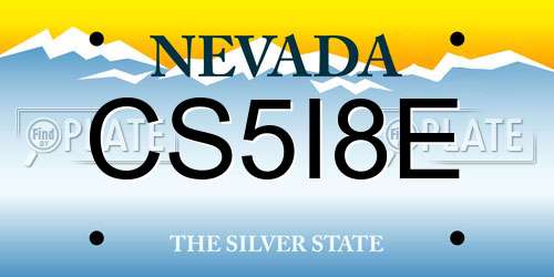 CS5I8E Nevada License Plate