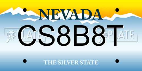 CS8B8T Nevada License Plate
